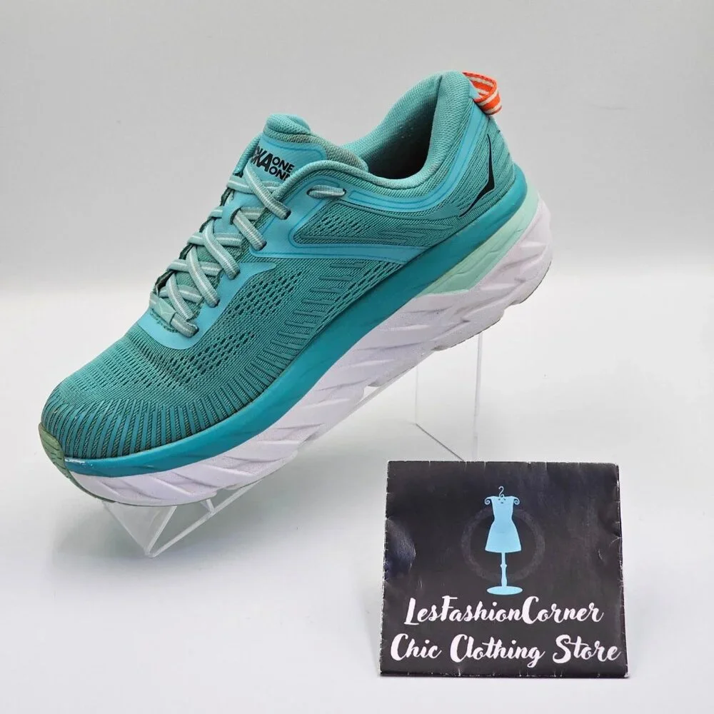 Hoka One One Bondi 7 Women's Green/White Mesh Athletic Running Shoes Sz 9.5 2654 - Picture 16 of 16